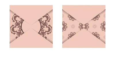 Pink brochure with Greek pattern for your congratulations. vector