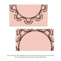 Pink color flyer with Greek ornaments for your design. vector