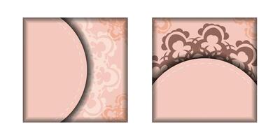 Two pink and brown business cards with floral patterns vector