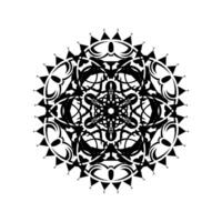 Round mandala. Black and white oriental pattern. Ethnic motif. Coloring. Tattoo template, henna ornament. Psychedelic . vector