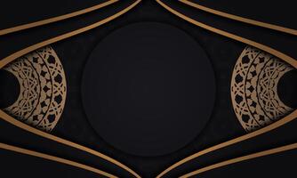 Baner in black with a luxurious brown pattern and a place for your logo vector
