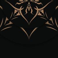 Congratulatory Brochure in black with a mandala in brown pattern for your congratulations. vector