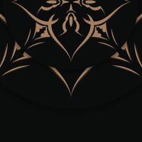 Congratulatory Brochure in black with a mandala in brown pattern for your congratulations. vector