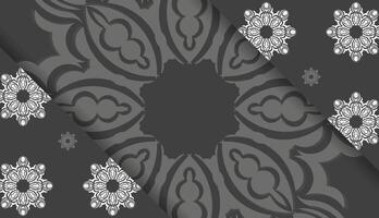 Black banner with vintage white ornament for design under the text vector