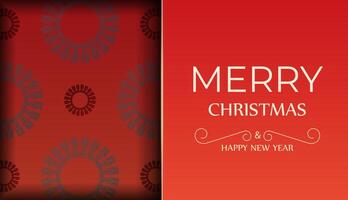 Template Greeting Brochure Happy New Year Red Color with Abstract Burgundy Ornament vector