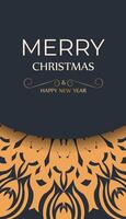 Merry Christmas vector greeting card design in gray color with orange ornament. Design poster Happy new year and winter patterns.