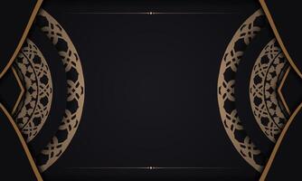 Black banner with luxurious brown ornamentation and space for text vector