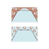 Business card aquamarine color with mandala coral pattern for your business. vector