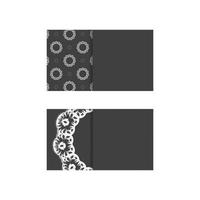 Business card in black with a luxurious white pattern for your contacts. vector