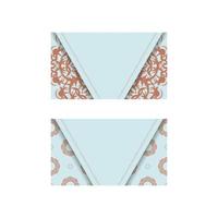 Business card in aquamarine color with luxurious coral ornaments for your business. vector