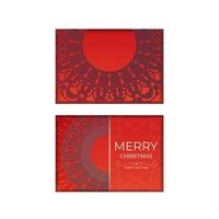 Holiday card Merry Christmas Red color with abstract burgundy ornament vector