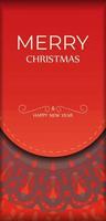 Holiday card Happy New Year Red color with winter burgundy ornament vector