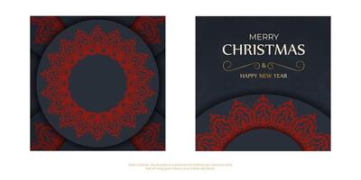 Christmas card template with red and black design vector