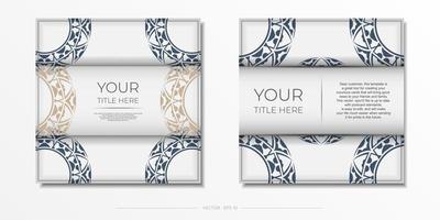 Preparing an invitation with a place for your text and abstract ornament. Luxurious Vector Template for Print Design Postcards White Color with Ornaments.