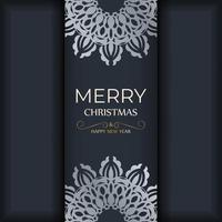 Dark blue merry christmas flyer with luxury pattern vector