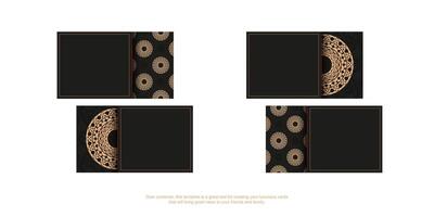 Black business card with brown abstract pattern vector