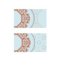 An aquamarine business card with a vintage coral pattern for your contacts. vector