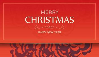 Brochure Merry Christmas and Happy New Year Red color with vintage burgundy ornament vector