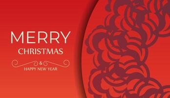 Brochure Merry Christmas and Happy New Year Red color with abstract burgundy pattern vector