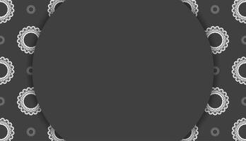Black banner with vintage white pattern and place for your text vector