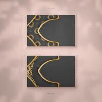 Business card template in black with Indian gold pattern for your personality. vector