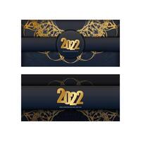 Two black and gold new year cards with gold numbers vector