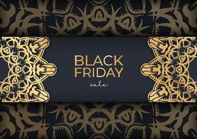 Celebratory advertising for black friday sales dark blue with geometric pattern vector