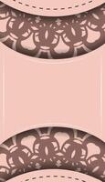 Greeting card in pink color with a luxurious ornament for your congratulations. vector