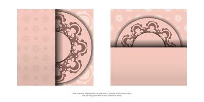 Two pink and brown cards with ornate designs vector