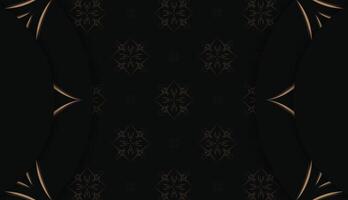 Black banner template with vintage brown pattern for design under your logo vector
