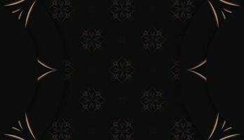 Black banner template with vintage brown pattern for design under your logo vector