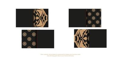 Business card template in black with light brown abstract pattern vector