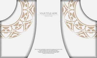 An elegant white and gold card with a pattern vector