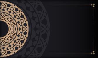 Baner in black with a luxurious brown pattern and space for text vector