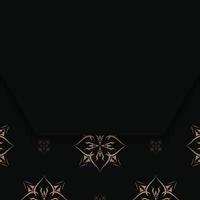Black postcard with luxurious brown pattern for your design. vector