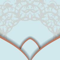 This postcard is aquamarine with a Greek coral pattern and is ready for printing. vector