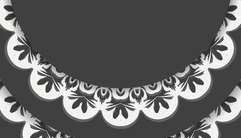 Black banner with Indian white pattern for design under your logo or text vector