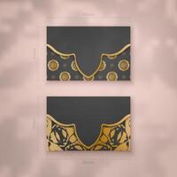 Presentable business card in black with luxurious gold ornaments for your contacts. vector