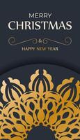 Christmas and new year greeting card with gold ornament vector