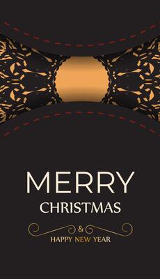 Flyer Happy New Year and Merry Christmas in black color with winter ornament.