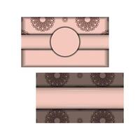 Two business cards with brown and pink designs vector