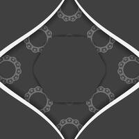 The brochure in black with a mandala in a white pattern is ready for printing. vector