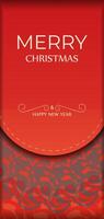 Greeting card template Merry Christmas and Happy New Year Red color with winter burgundy ornament vector
