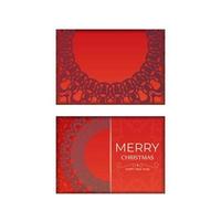 Red Color Merry Christmas Holiday Flyer with Abstract Burgundy Ornament vector