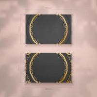 Business card template in black with Greek gold pattern for your business. vector