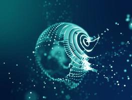 Abstract blue 3d Illuminated distorted Mesh Sphere. Elegant Abstract Destroyed Sphere. Big data visualization. photo