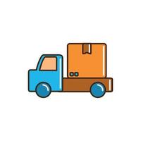 pick up transport cardboard box cargo delivery line and fill vector