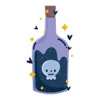 botella de poción mágica con icono de calavera aislado vector