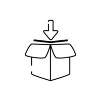 open delivery parcel cargo down arrow line style icon vector