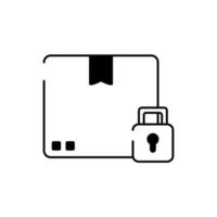 cardboard box padlock security cargo delivery line style icon vector